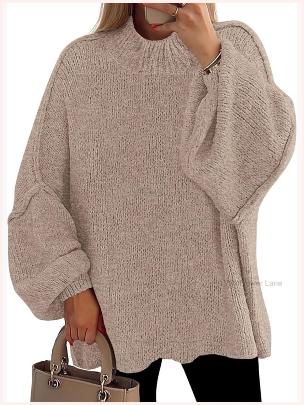 Chunky Knit Mock Neck Oversized Sweater Pullover